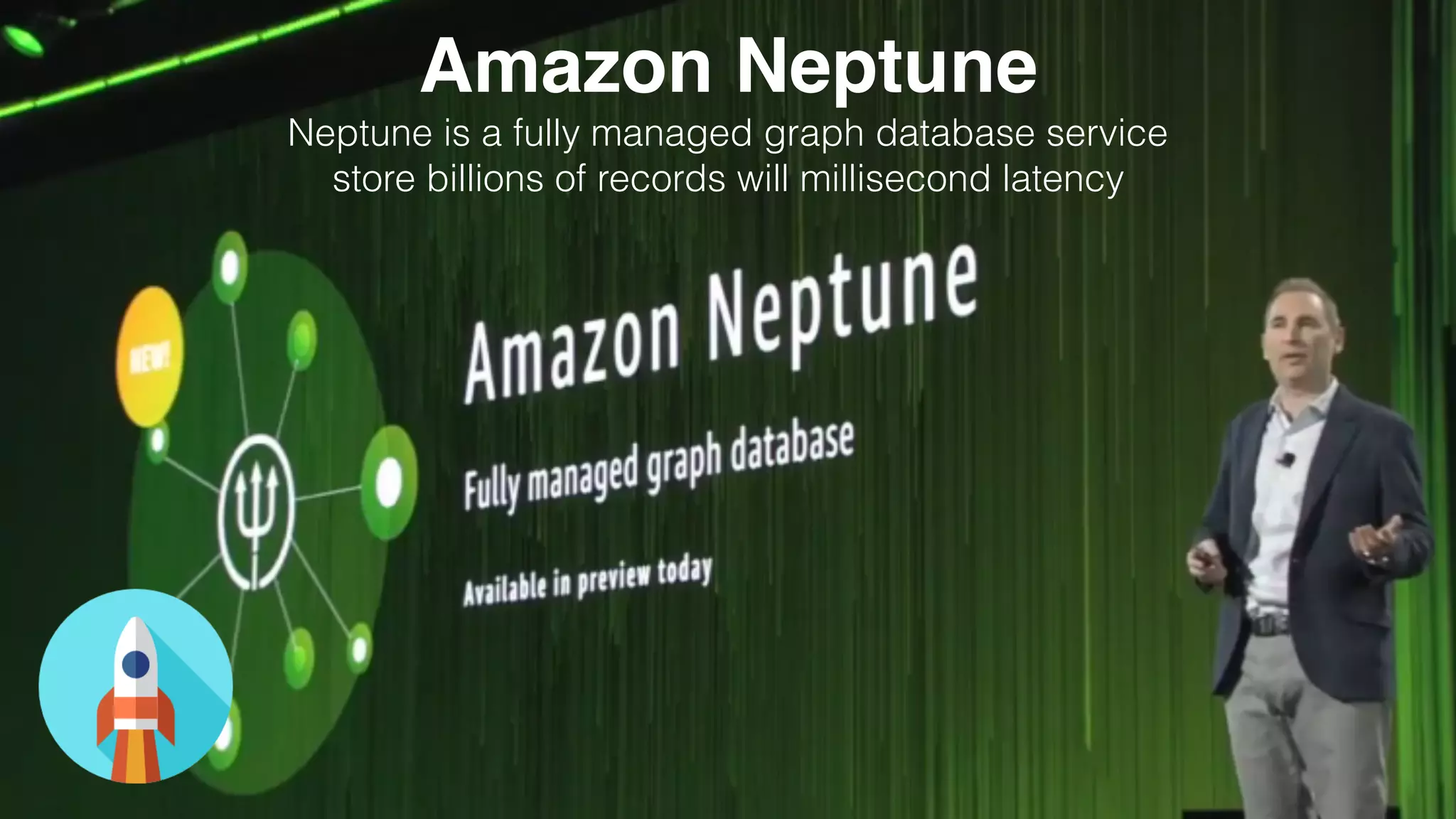 Amazon Neptune
Neptune is a fully managed graph database service
store billions of records will millisecond latency
 