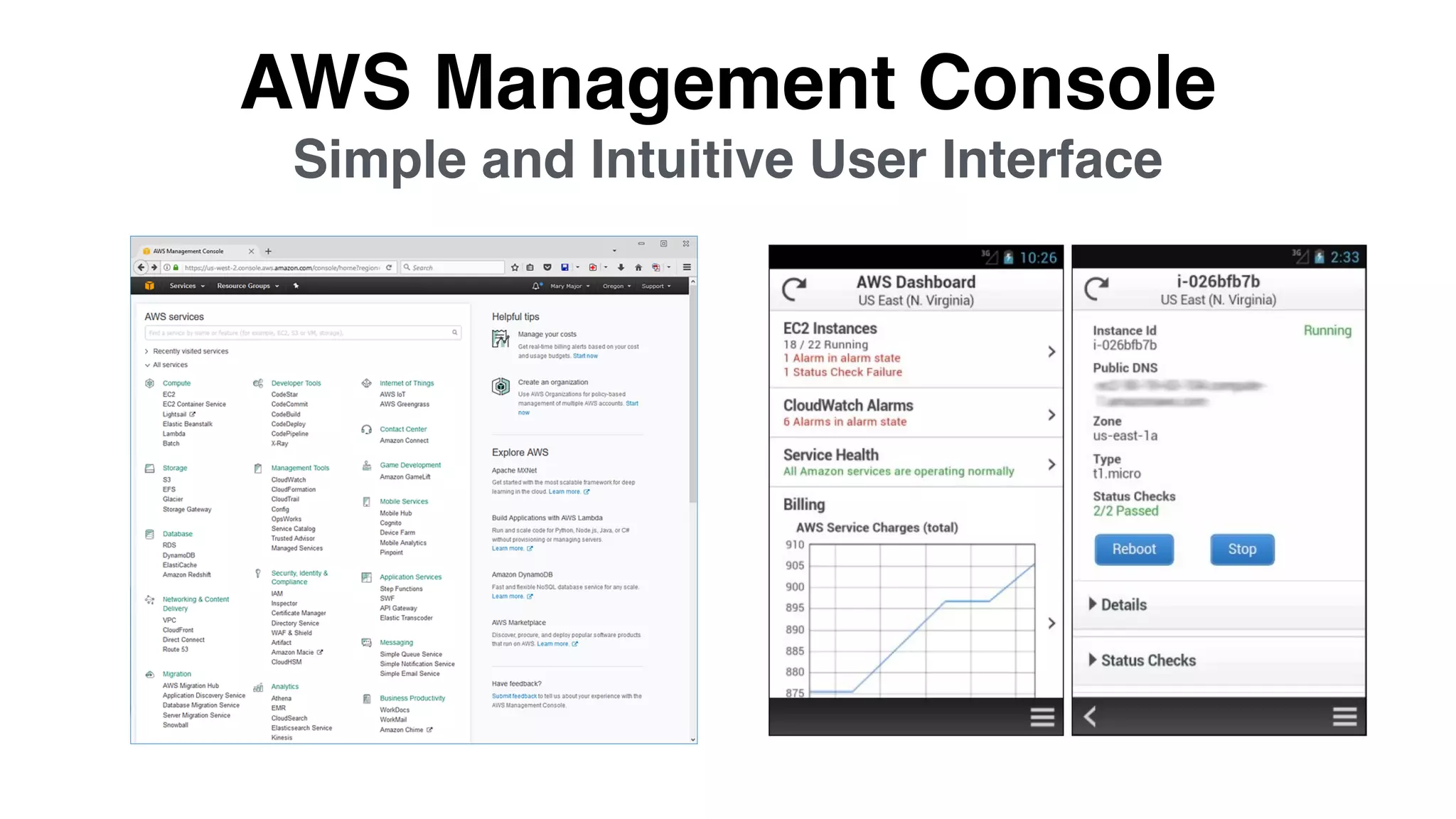 AWS Management Console
Simple and Intuitive User Interface
 