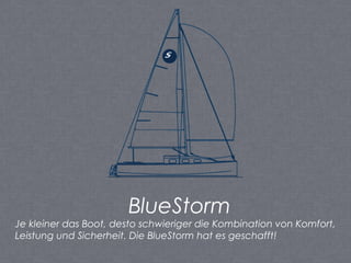 Hallo




                       BlueStorm
Je kleiner das Boot, desto schwieriger die Kombination von Komfort,
Leistung und Sicherheit. Die BlueStorm hat es geschafft!
 