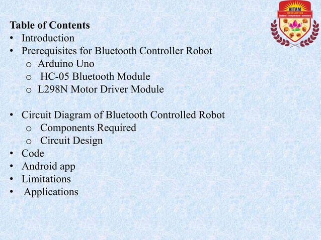 Bluetooth controled robot | PPTX