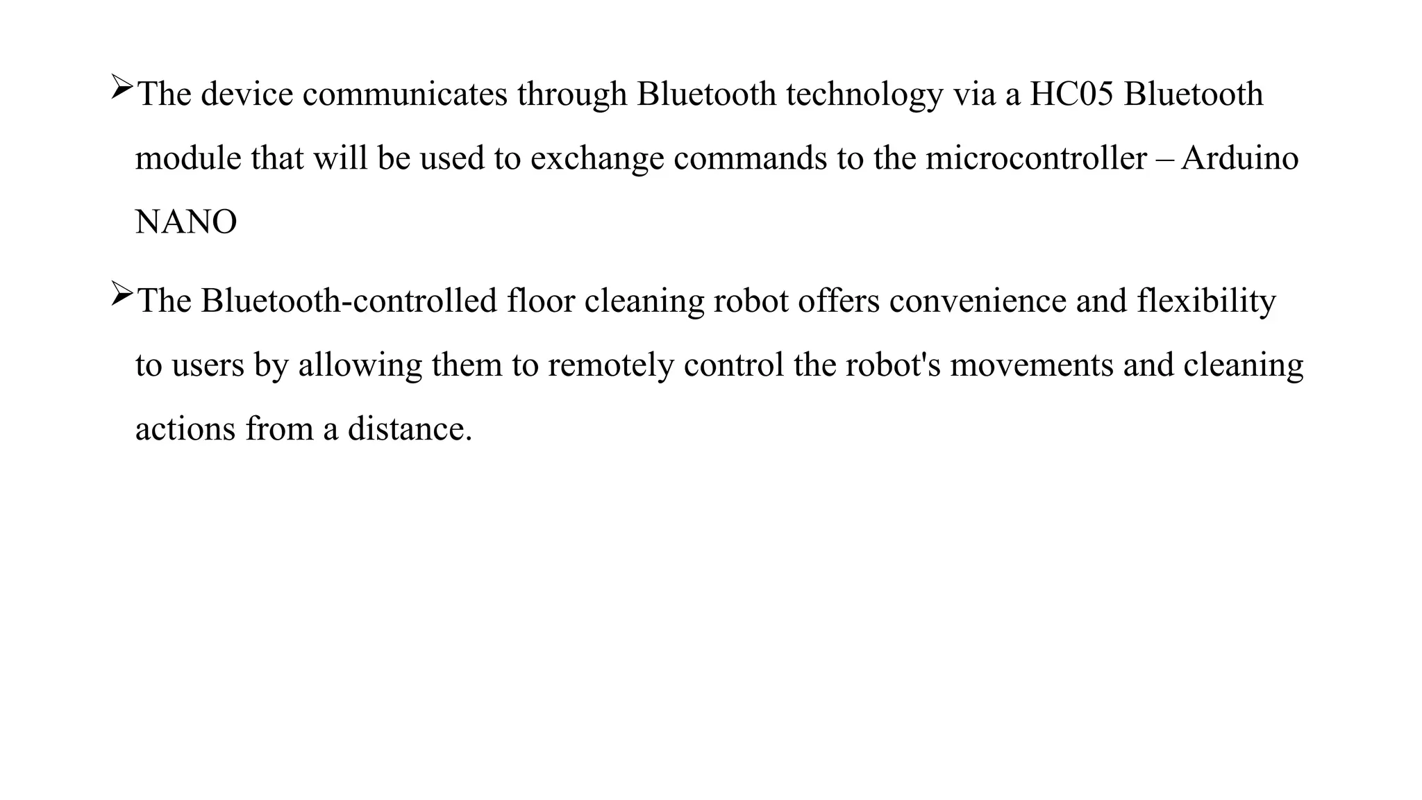 BLUETOOTH CONTROLLED FLOOR CLEANING ROBOT USING ARDUINO FINAL.pptx
