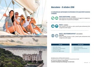 31
180€
Arcipelago Toscano Durata: 3 giorni / 2 notti
Una crociera di 3 giorni e 2 notti accessibile a tutti, anche ai neofiti della barca a vela, per chi
ama il mare e la vela o per chi semplicemente si approccia per la prima volta a questo stile di
vacanza. Si parte da Rosignano Solvay, San Vincenzo, Cala Galera, Marina di Pisa o Porto Santo
Stefano e si va a scoprire le bellissime isole dell’Arcipelago Toscano ogni settimana, dal martedì
al giovedì o dal venerdì alla domenica.
Giorno 1 - Tutti a bordo!
Ci incontriamo in tarda mattinata al porto per conoscerci e per prendere confidenza con la
barca. Una volta riforniti di carburante e cambusa, la spesa che facciamo per goderci pranzetti
succulenti e aperitivi al tramonto, navighiamo in direzione Elba o Capraia, a seconda della
direzione favorevole del vento. Ci godiamo la navigazione e raggiungiamo terra giusto per cena
che possiamo decidere se goderci a bordo o a terra. Dormiamo in rada, con l’ancora gettata in
mare.
Giorno 2 - Perlustrando la zona
Ci svegliamo con la pallida luce del sole rifratto dall’acqua, un’esperienza incredibile da vivere
soprattutto per chi non l’ha mai provata! Il profumo del caffè ci darà il buongiorno e, per chi
è temerario, un primo tuffo mattutino risveglierà i sensi. Decidiamo se veleggiare e goderci il
mare dalle stupende calette dell’isola o se scendere a terra per visitare un paesino. Al pomeriggio
continuiamolaperlustrazionedellebaiepiùbelledell’arcipelagotoscanoeperlaseradecidiamo
insieme se fermarci in paese o se goderci le stelle dormendo in rada.
Giorno 3 - Tuffi, pranzetto e rientro
Tempo di ritornare alla base, ma non prima di aver dedicato il nostro tempo al relax, ai bagni
nell’acqua turchese e all’ultimo pranzo a bordo cullati dalle onde del mare. Navighiamo in
direzione casa e rientriamo in porto nel pomeriggio verso le ore 18.00
WEEKEND IN ARCIPELAGO TOSCANO
Scoprendo le isole più belle della toscana
a persona
TRE GIORNI IN ARCIPELAGO TOSCANO
 