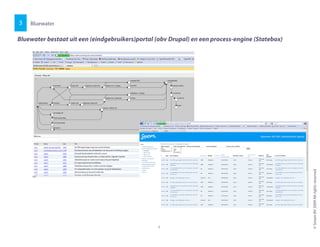 Bluewater
Bluewater bestaat uit een (eindgebruikers)portal (obv Drupal) en een process-engine (Statebox)
3
©SreamBV2009Allrightsreserved
55
 