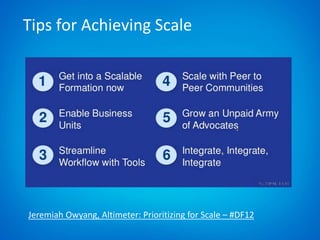 Tips for Achieving Scale
Jeremiah Owyang, Altimeter: Prioritizing for Scale – #DF12