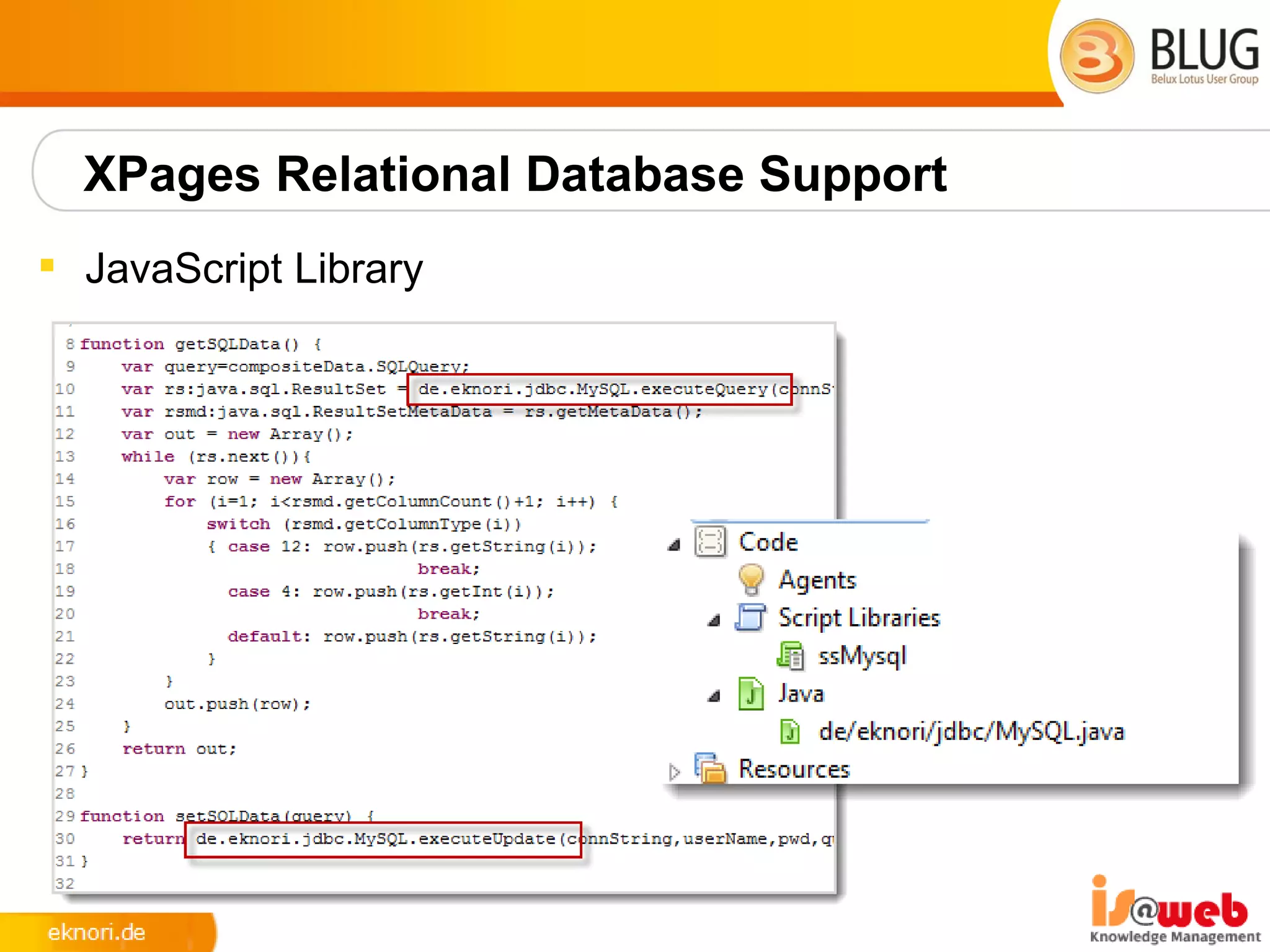 XPages Relational Database Support
 JavaScript Library
 