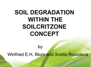 SOIL DEGRADATION
WITHIN THE
SOILCRITZONE
CONCEPT
by
Winfried E.H. Blum and Svetla Rousseva
 