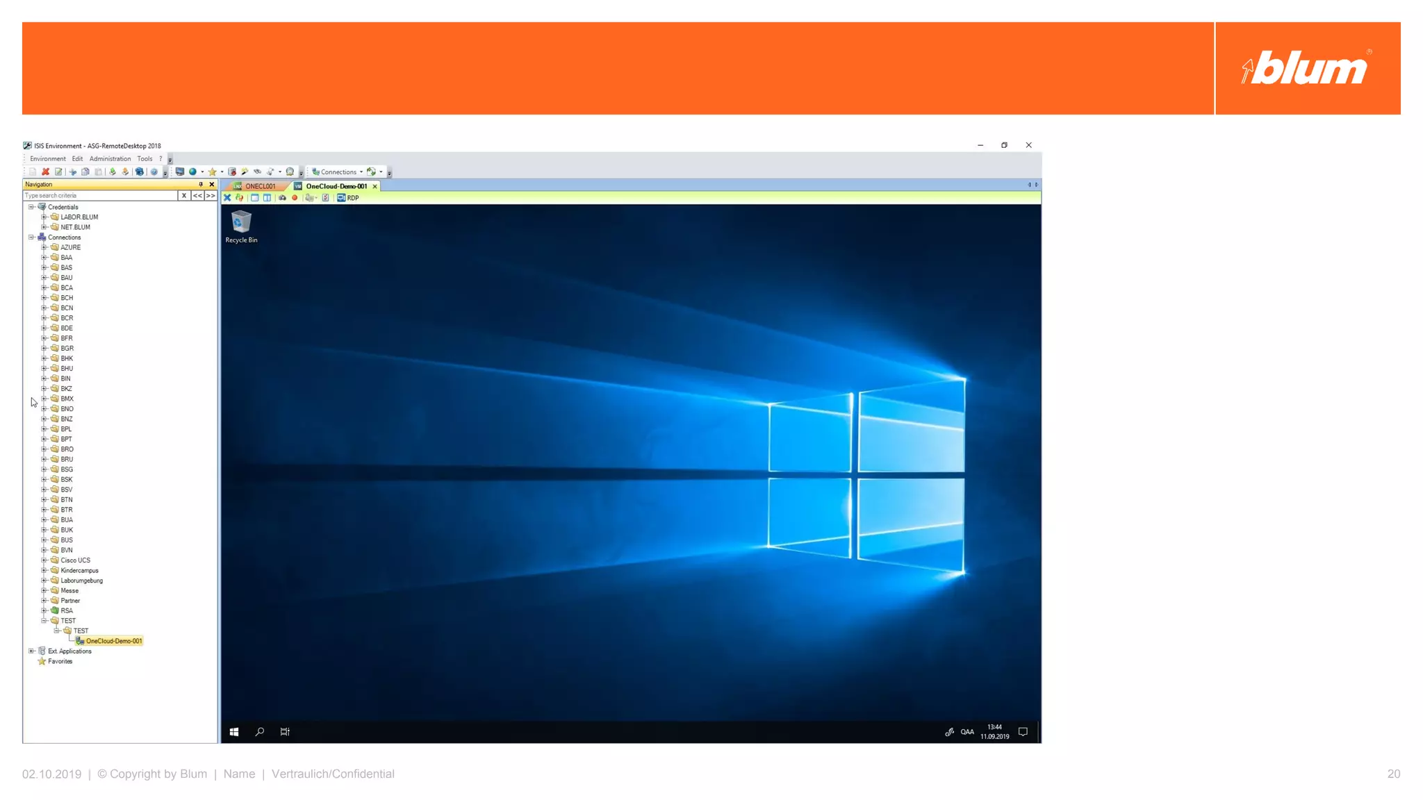 02.10.2019 | © Copyright by Blum | Name | Vertraulich/Confidential 20
 