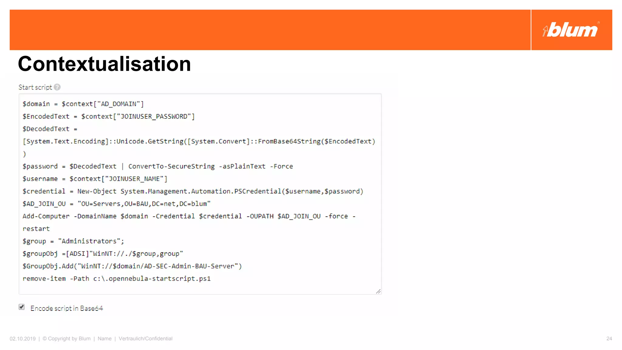 02.10.2019 | © Copyright by Blum | Name | Vertraulich/Confidential 24
Contextualisation
 