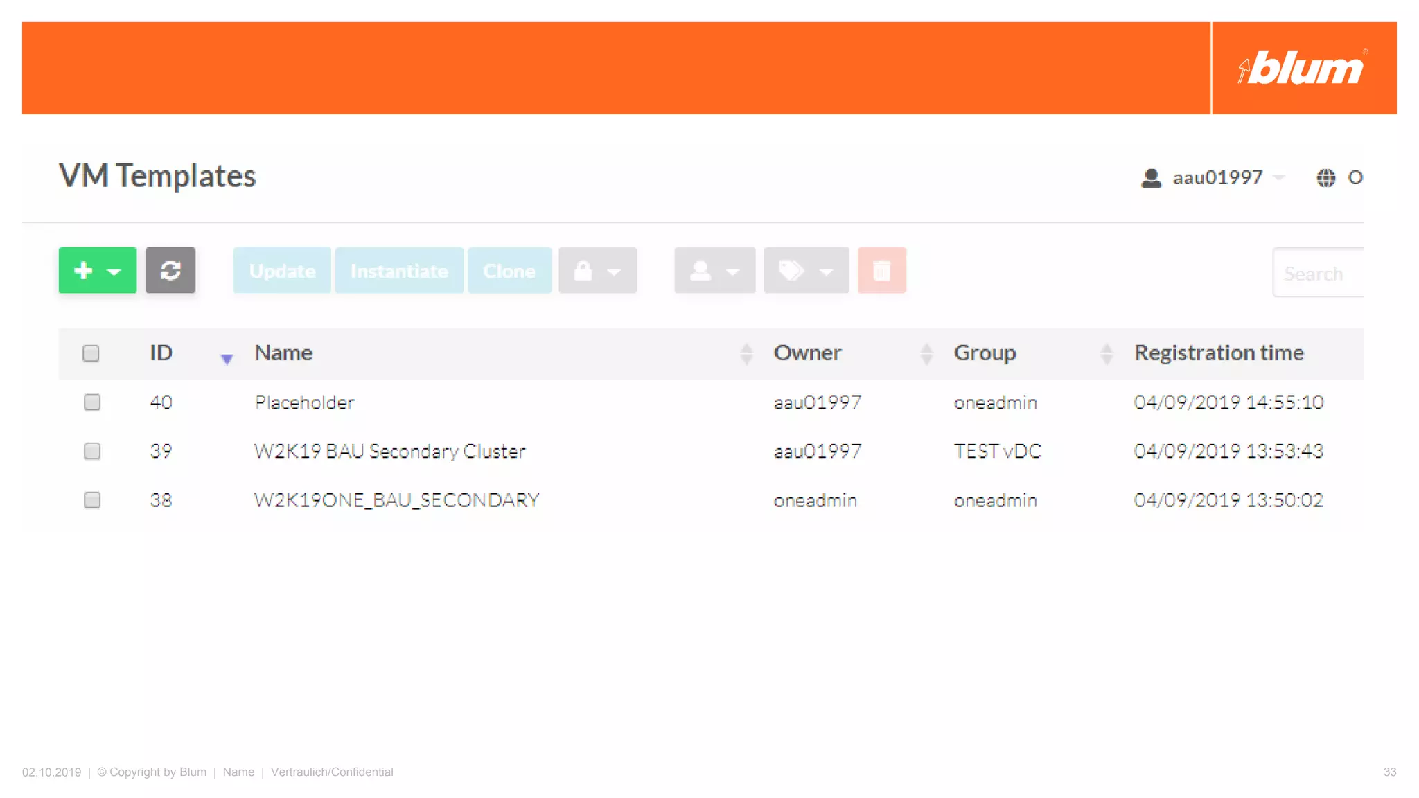 02.10.2019 | © Copyright by Blum | Name | Vertraulich/Confidential 33
 