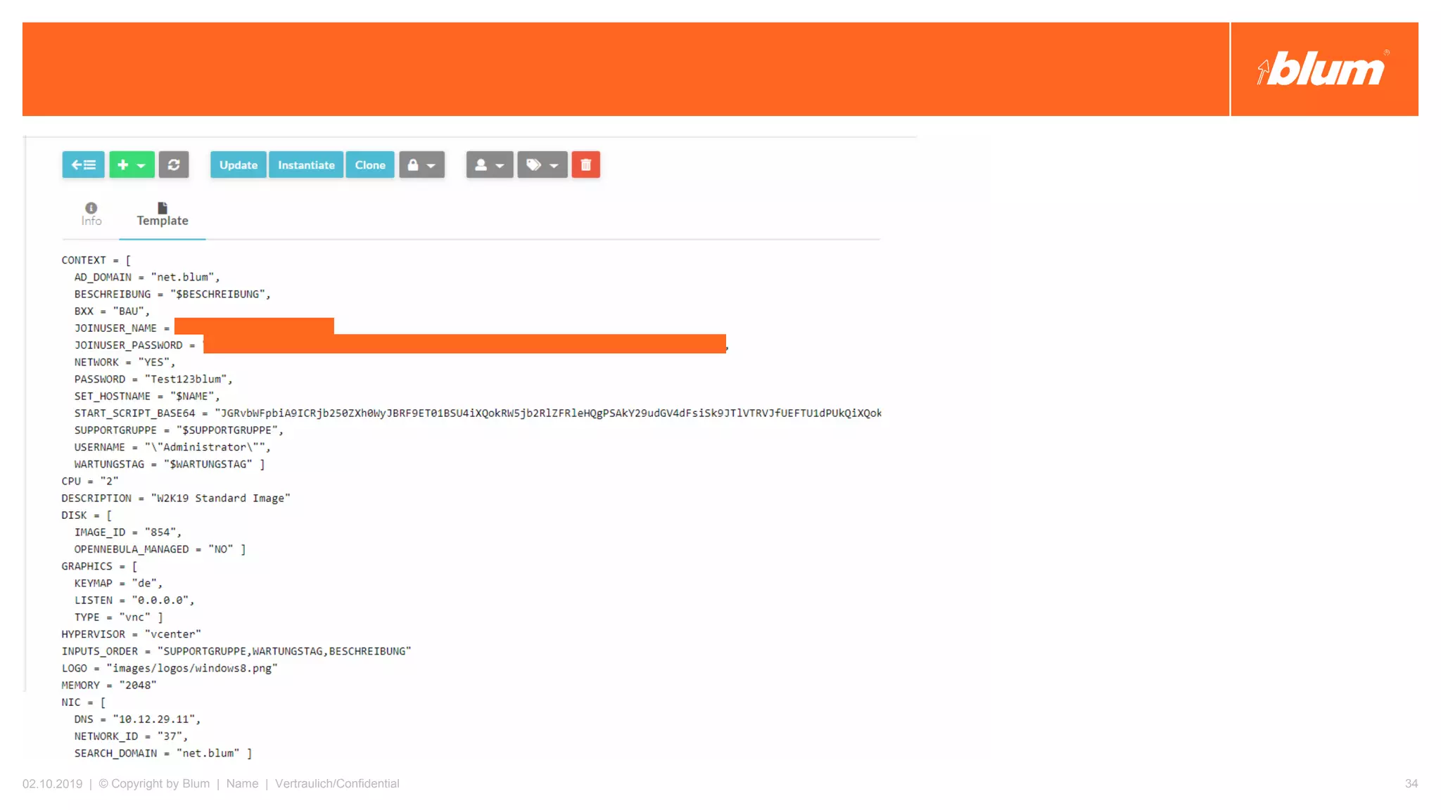 02.10.2019 | © Copyright by Blum | Name | Vertraulich/Confidential 34
 