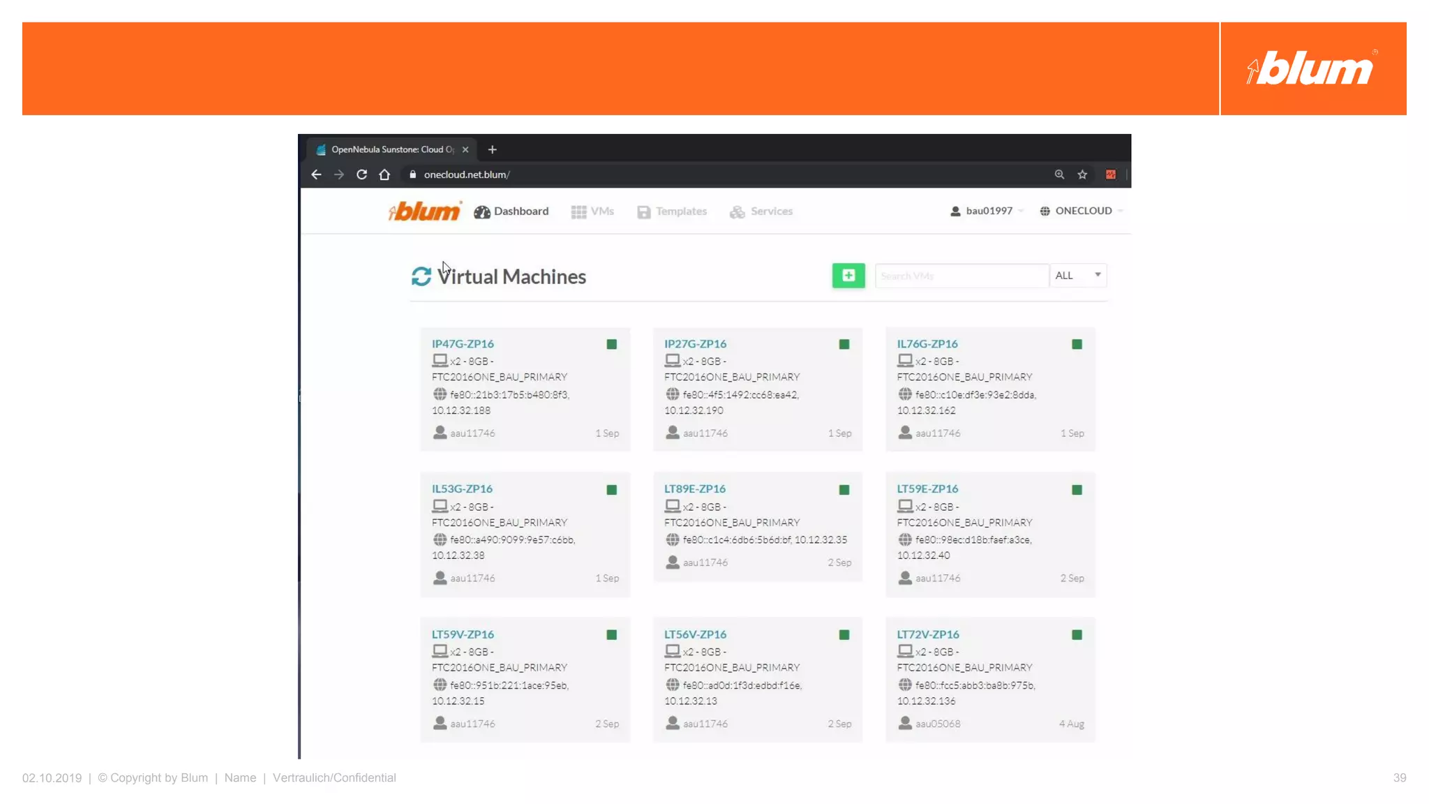 02.10.2019 | © Copyright by Blum | Name | Vertraulich/Confidential 39
 