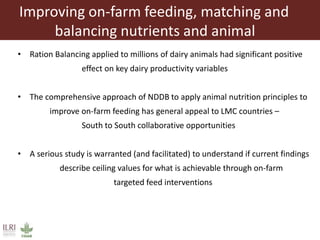 Animal nutrition approaches for profitable livestock operations and sustainable rural livelihoods