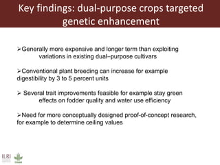 Multidimensional crop improvement to increase overall productivity in mixed crop-livestock systems and to support intensification of livestock