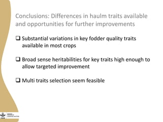 Opportunities and limitations of multidimensional crop improvement in grain legumes to support increased productivity in mixed crop livestock systems 