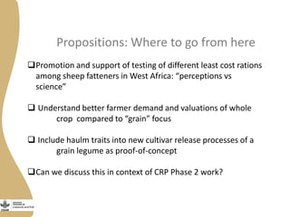 Opportunities and limitations of multidimensional crop improvement in grain legumes to support increased productivity in mixed crop livestock systems 