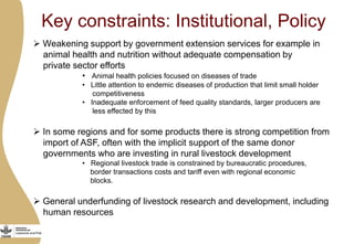Importance of livestock and the technological and policy challenges facing the development of livestock in Africa 