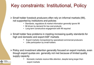 Importance of livestock and the technological and policy challenges facing the development of livestock in Africa 