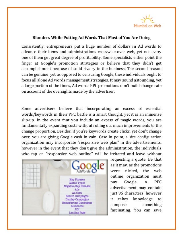 Blunders while putting ad words that most of you are doing