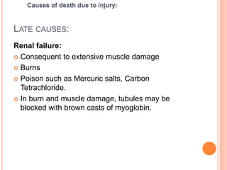 Late causes: Adult respiratory distress syndrome: Following severe lung injury