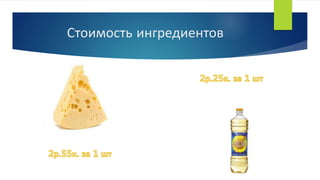 Стоимость ингредиентов
 