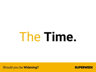 The Time.
Should you be Widening?
 