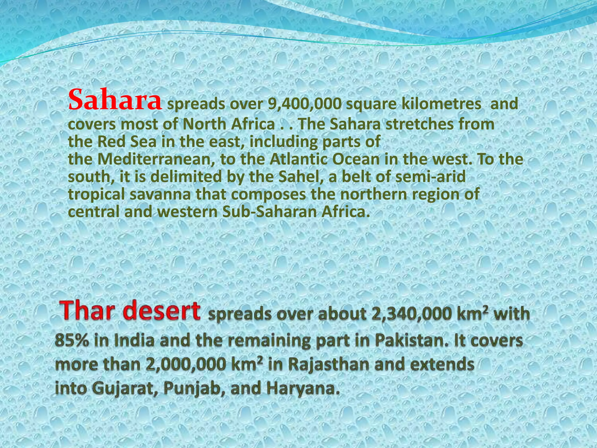 SAHARA DESERT VS THAR DESERT | PPTX