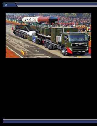 2
Many countries view ballistic and cruise missile systems as cost-effective weapons and symbols of national power. These weapons
present an asymmetric threat to US forces. Many ballistic and cruise missiles are armed with weapons of mass destruction. However,
numerous types of ballistic and cruise missiles have achieved dramatic improvements in accuracy that allow them to be used
effectively with conventional warheads. These highly accurate weapons can be used in anti-access/area denial (A2/AD) missions. The
term A2/AD refers to capabilities designed to deter or counter adversary forces from deploying to or operating within a defined space.
North Korea has been developing the road-mobile Hwasong-13 intercontinental ballistic missile (ICBM) for several years and in
October 2015 unveiled the Hwasong-14, a new road-mobile ICBM. The Taepo Dong-2 (TD-2), which placed a satellite in orbit for
the first time in December 2012, placed a second satellite in orbit in February 2016. Flight testing of the Hwasong-10 (Musudan)
intermediate-range ballistic missile (IRBM) began in April 2016 with multiple failures. Several new solid-propellant missiles including a
short-range ballistic missile (SRBM), a submarine-launched ballistic missile (SLBM) and a medium-range ballistic missile (MRBM) are
also being developed. In April 2017, North Korea also commenced flight testing of a new liquid-propellant IRBM, the Hwasong-12.
Tehran’s desire to have a strategic counter to the United States could drive it to field an ICBM. Progress in Iran’s space program
could shorten a pathway to an ICBM because space launch vehicles (SLV) use inherently similar technologies. Since 2008, Iran has
conducted multiple successful launches of the two-stage Safir SLV and has also revealed the larger two-stage Simorgh SLV, which
could serve as a test bed for developing ICBM technologies. Iran has developed the Qiam-1 SRBM, the fourth-generation Fateh-110
SRBM, and claims to be mass-producing ballistic missiles capable of striking ships. Iran has modified its Shahab 3 MRBM to
extend its range and effectiveness and also claims to have deployed the two-stage, solid-propellant Sejjil MRBM. In 2015, Iran
publicized the launch of the Emad-1, which officials claim is Iran’s first long-range missile that is guided throughout flight and capable of
hitting its targets with high-precision. Iranian officials have also announced plans for an Emad-2 with greater precision as well as a new
Sejjil which can also be guided all the way to the target.
India Agni IV IRBM
Key Findings
 