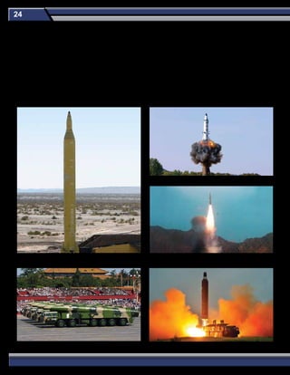 24
China DF-26 IRBM
Iran Shahab-3 MRBM
The Agni V has been flight tested four times. In the two most recent launches, the missile was launched from a sealed canister aboard
a road-mobile launcher. More flight testing is required before deployment.
Pakistan continues to improve the readiness and capabilities of its Army Strategic Force Command and individual strategic missile
groups through training exercises that include live missile firings. Pakistan has tested its solid-propellant Shaheen-2 MRBM seven
times since 2004. In 2015, Pakistan began testing a longer range Shaheen-3 MRBM and, in January 2017, began testing the MIRVed
Ababeel MRBM.
North Korea Hwasong-10 (Musudan) IRBM
North Korea Bukkeukseong-2 MRBM
China CSS-5 Mod 5 MRBM
 