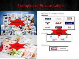 Examples of Private Labels
WALMART
TELCO
FUTURE
GROUP
 