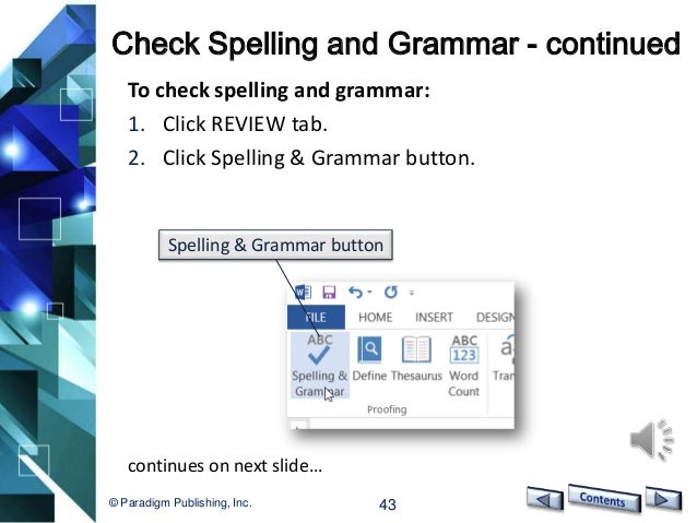 check show grammar Microsoft Series Publishing Benchmark Paradigm Word Office