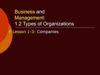 Business  and   Management :   1.2 Types of Organizations ,[object Object]