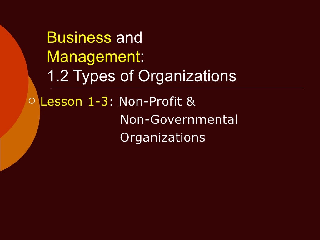 bm1.2 types of organizations