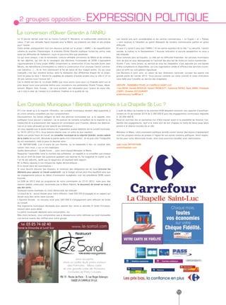 2 groupes opposition -                                                EXPRESSION POLITIQUE
La conversion d’Olivier Girardin à l’ANRU
Le 10 janvier dernier avait lieu au Centre Culturel D. Bienaimé, la traditionnelle cérémonie de      Les retards pris sont considérables et les centres commerciaux « Le Cygne » et « Palissy
vœux. C’est une véritable figure imposée pour le Maire, qui présente son bilan et ses projets        » sont toujours à l’abandon au grand désespoir de certains commerçants parfois en grave
pour l’avenir.                                                                                       difficulté.
Cette année, pratiquement tout son discours portait sur le projet « ANRU » de requalification        Et puis n’y aurait-il plus que l’ANRU ? Et les autres quartiers de la ville ? La sécurité, l’action
urbaine du quartier Chantereigne. A entendre Olivier Girardin expliquer toutes les vertus mais       sociale, la culture et le fleurissement ? Aucune indication ni aucune perspective ne nous a
aussi les difficultés de réalisation, nous ne pouvons être que perplexes.                            été indiquée.
Ce qui nous choque, c’est le revirement, voire la véritable conversion du Maire et de certains       Nous sommes plus qu’inquiets. La ville est en difficulté financière, les services municipaux
de ses adjoints, qui lors de la campagne des élections municipales de 2008 s’opposaient              sont de plus en plus désorganisés et l’activité des élus est de moins en moins coordonnée.
vigoureusement à notre projet ANRU (notamment la construction d’une nouvelle école Jean              Durant 7 ans, notre action, au service de tous les chapelains, s’est appuyée sur une équipe
Moulin, les démolitions d’immeubles ou même la construction d’un nouveau Centre commer-              d’élus compétents et disponibles, sur une organisation solide et efficace des services munici-
cial Carrefour…) ; ils en font maintenant le fer de lance de leur maigre action. Ce qui nous         paux et enfin sur une gestion rigoureuse.
interpelle c’est leur extrême lenteur dans la réalisation des différentes étapes de ce projet.       Les élections à venir vont, en raison de leur dimension nationale, occuper les esprits une
Iront-ils jusqu’au bout ? Seront-ils capables de préparer d’autres projets pour la ville à 10 ou     grande partie de l’année 2012. Vous pouvez compter sur notre volonté et notre motivation
20 ans comme nous l’avions fait ?                                                                    sans faille pour travailler au service des chapelains.
Car la réalité est bien là. Le projet ANRU que nous avons voulu pour La Chapelle saint Luc et
pour lequel nous nous sommes battus pour convaincre nos partenaires (Grand Troyes, dépar-            GROUPE : ENSEMBLE POUR LA CHAPELLE SAINT LUC
tement, Région, Etat, Europe…) de nous soutenir, est nécessaire pour l’avenir de notre ville,        Yves REHN, Danièle BOEGLIN, Gérard FRIDBLATT, Catherine PAPAZ, René JENIN, Christiane
car il vise à créer de l’emploi et à améliorer l’habitat et la qualité de vie.                       CHERY, Christian DUCOURANT
                                                                                                     ensemble.pour.lcsl@free.fr




Les Conseils Municipaux ! Bientôt supprimés à La Chapelle St Luc ?
S’il n’en tenait qu’à la majorité «Girardin», les conseils municipaux seraient déjà supprimés à      L’audit de début de mandat et les premiers DOB laissaient entrevoir une capacité d’autofinan-
en croire certains conseillers par leur comportement.                                                cement en fin de mandat 2014 de 2 250 000 € pour des engagements communaux réajustés
Heureusement, les textes obligent de tenir des séances municipales qui, je le rappelle, sont         à 25 000 000 €.
publiques (vous pouvez y assister), car la posture de certains conseillers de la majorité ou la      Nous en sommes loin et permettez-moi d’être inquiet quant à la possibilité de financer l’en-
médiocrité de la présentation des rapports en commission pour d’autres, dénote une désinvol-         semble des engagements, sauf si le maire sort de son chapeau la vente de biens jusqu’alors
ture et je reste persuadé qu’une opacité est entretenue.                                             promis à la réserve foncière de la ville.
Je vous rappelle que la seule instance où l’opposition puisse débattre est le conseil municipal.
Le 18-01-2012 à 19 h, nous tenions séance avec un ordre du jour restreint.                           Monsieur le Maire, votre expression politique semble vouloir donner des leçons d’apaisement
Après une petite heure de travail, un conseiller municipal de la majorité Girardin, ancien salarié   (voir les comptes-rendus de presse) à l’égard de vos autres missions politiques. Alors respec-
de la mairie de surcroît, demande la parole après mon intervention. Je ne puis citer l’intégralité   tez-les pour notre démocratie locale, ainsi nous pourrons travailler avec clairvoyance.
de son expression, mais je peux la résumer ainsi :
« M. DEFONTAINE, y’en a marre de vos rêveries, ça ne ressemble à rien, on voudrait bien              Jean-Louis DEFONTAINE
rentrer chez nous..» sur un ton méprisant.                                                           avenirchapelain.com
Quelle désinvolture ! Quelle honte … pour votre équipe Monsieur le Maire.
Respecter l’assemblée reste la moindre des politesses. Je rappelle à ce conseiller que chaque
élu est en droit de poser des questions appelant une réponse du 1er magistrat (le maire) ou de
l’un de ses adjoints, après que le rapporteur ait expliqué ledit rapport.
M. le Maire rappelez à vos troupes les règles démocratiques…
Et le travail dans les commissions !
Si nous devons discuter des dossiers, le minimum des obligations est de nous procurer les
éléments pour assurer un travail constructif, car le budget annuel peut être équilibré sans que
les engagements prévus au débat d’orientation budgétaire (voir les précédents DOB) soient
honorés.
Le DOB de 2012 était au programme de notre commission du 27-01-2012, mais pour des
raisons restées «obscures» annoncées par le Maire Adjoint, le document de travail ne nous a
pas été remis.
Quelques autres exemples où notre démocratie est bafouée :
Le stand de tir : aucun dossier pour notre réflexion, mais 530 000 € engagés et un rapport qui
devait nous être remis (sans succès).
L’Epicerie Sociale : un nouveau local avec 320 000 € d’engagement sans réflexion de fonds
au conseil.
Des logements municipaux déclassés pour assurer leur vente et abonder le fonds d’investis-
sement sans autre détail.
La police municipale déplacée sans concertation, etc.
Mes chers lecteurs, vous comprendrez que je désapprouve cette méthode qui rend impossible
une lecture exacte des chiffres pour notre groupe.




                                                                                                                                                                     15
 