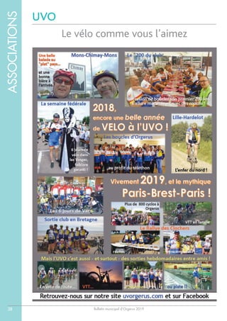 Bulletin municipal d’Orgerus 2019
ASSOCIATIONS
38
UVO
Le vélo comme vous l’aimez
 