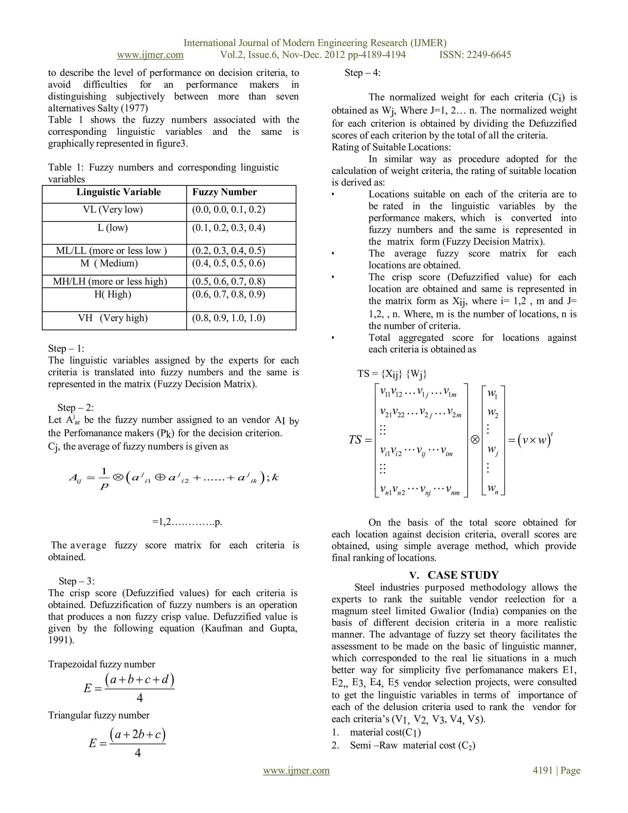 A Fuzzy Logic Multi-Criteria Decision Approach for Vendor Selection ...