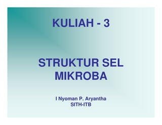 KULIAH - 3


STRUKTUR SEL
  MIKROBA
  I Nyoman P. Aryantha
        SITH-ITB
 