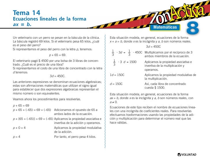 B M808 Ecuaciones Lineales De La Forma Ax B