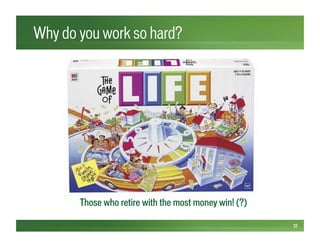 Why do you work so hard?
12
Those who retire with the most money win! (?)
 