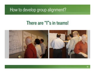 How to develop group alignment?
33
There are “I”s in teams!
 