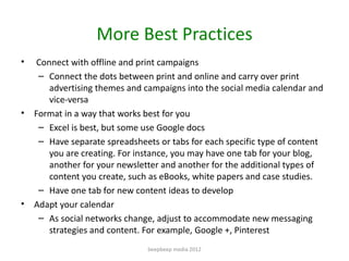 More Best Practices
•    Connect with offline and print campaigns
     – Connect the dots between print and online and car...