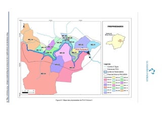 PlanoAmbientaldeConservaçãoeUsodoEntornodeReservatórioArtificial-PCHFortunaII,Pág.23
Figura 6-1 Mapa das propriedades da PCH Fortuna II.
 