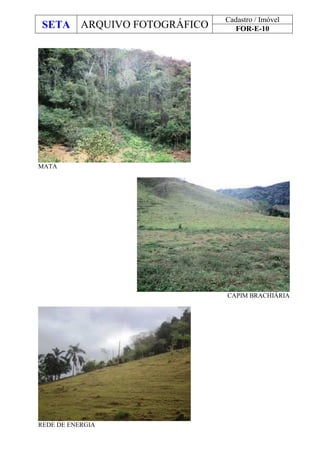 SETA ARQUIVO FOTOGRÁFICO
Cadastro / Imóvel
FOR-E-10
MATA
CAPIM BRACHIÁRIA
REDE DE ENERGIA
 