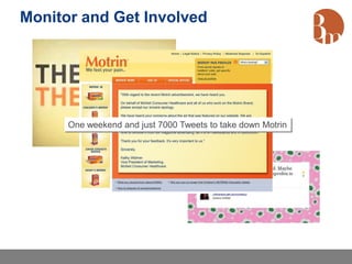 Monitor and Get Involved




      One weekend and just 7000 Tweets to take down Motrin
 