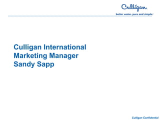 Culligan International
Marketing Manager
Sandy Sapp




                         Culligan Confidential
 
