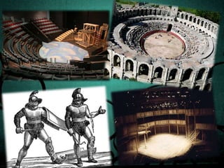 Adds a realistic impression to its viewers.The biggest arena in the worldCommonly used for Gladiator Fights, fights againsts beasts, executions.Influenced design of many venues.Allowed spectators to be close to the performance.Prevented performers from retreating in corner during fights..The Colosseum…