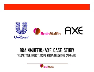 BrainMuffin Axe Case Study 
“Clean Your Balls” Social Media/Television Campaign 
 