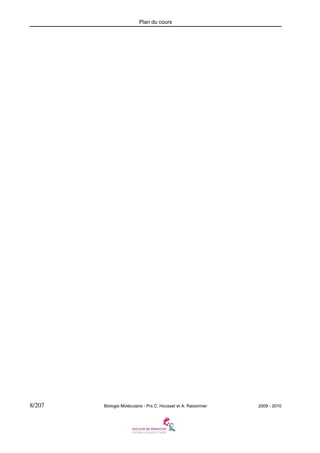 Plan du cours

8/207

Biologie Moléculaire - Prs C. Housset et A. Raisonnier

2009 - 2010

 