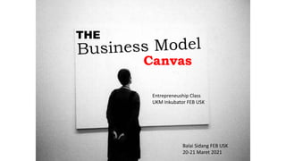 Canvas
THE
Entrepreneuship Class
UKM Inkubator FEB USK
Balai Sidang FEB USK
20-21 Maret 2021
 