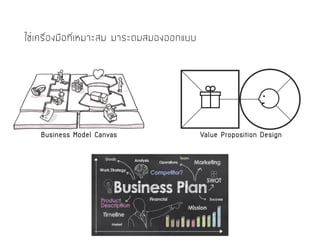 ใช้เครื่องมือที่เหมาะสม มาระดมสมองออกแบบ
Business Model Canvas Value Proposition Design
 