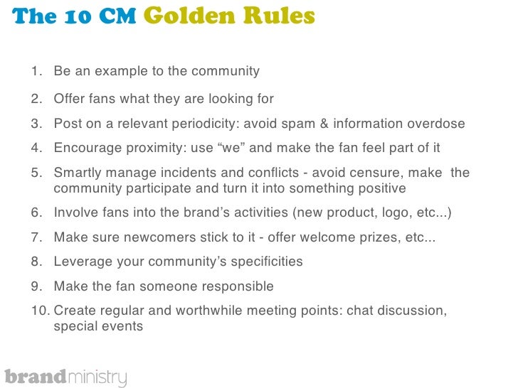 Brand Ministry The 10 golden rules for Community management